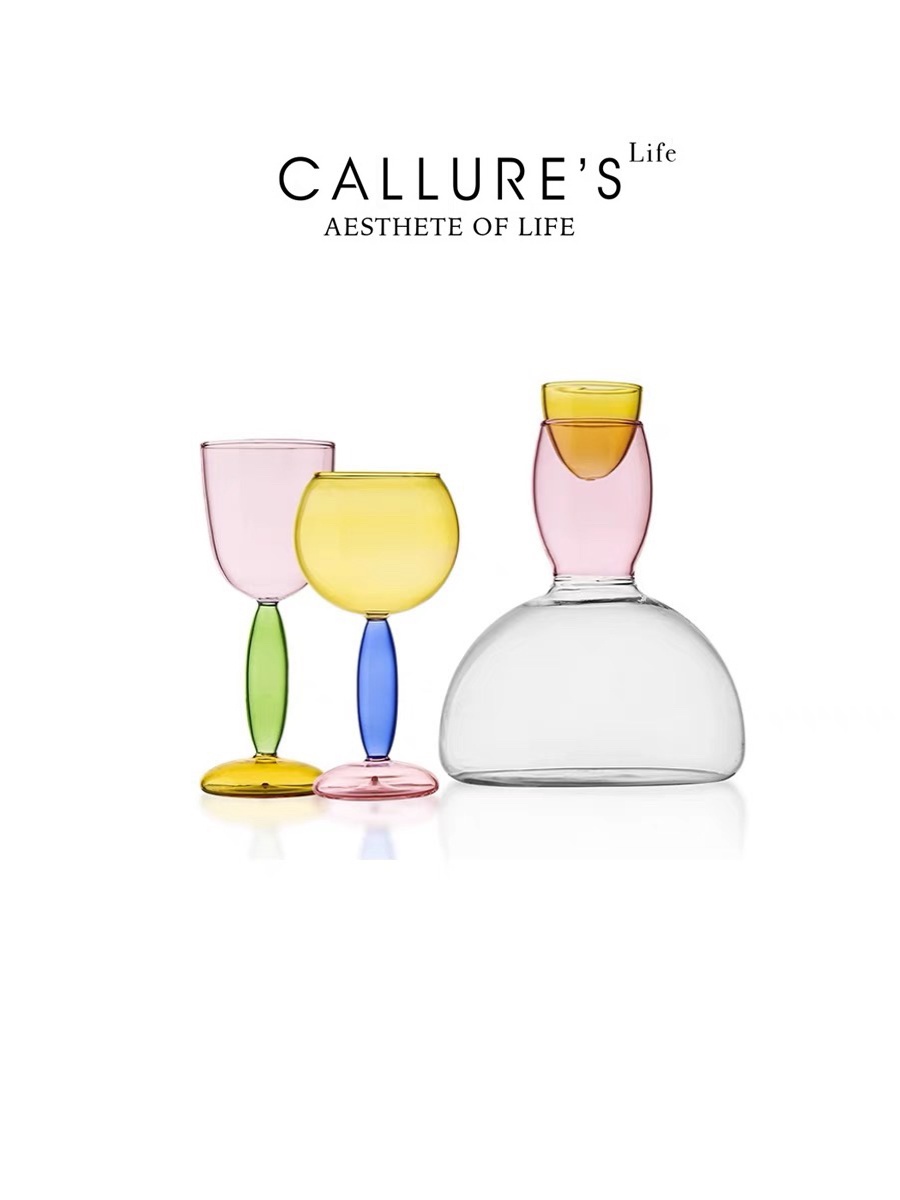 Highball Glass Set - แก้วไวน์ทรงสูง Callure สีแดงและสีขาว แก้วไวน์แดงบอร์โดซ์ ชุดอุปกรณ์เติมอากาศ สไตล์นอร์ดิก