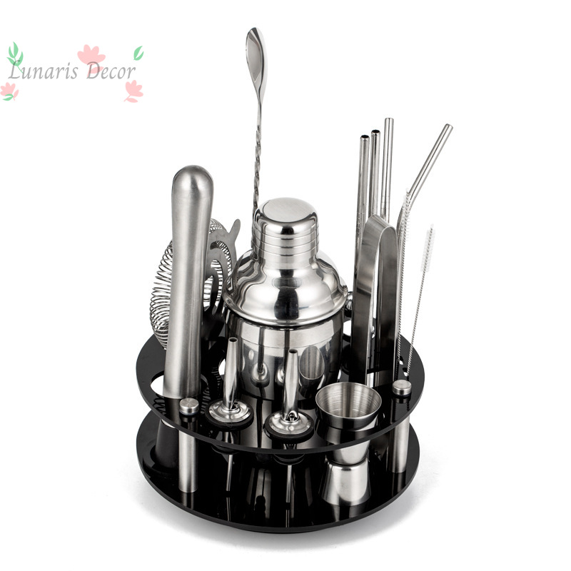Boston Shaker Set - ชุดอุปกรณ์บาร์เทนดิ้งครบชุด พร้อมเชคเกอร์อะคริลิคแบบหมุนได้ ชุดผสมค็อกเทลระดับมืออาชีพ สำหรับทำเครื่องดื่มที่บ้าน งานปาร์ตี้