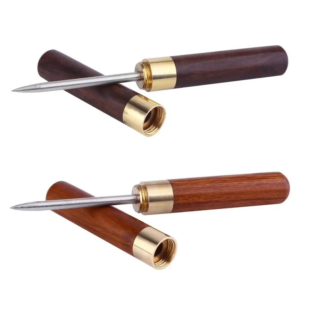 Ice Pick Pick - สแตนเลสสตีลน้ําแข็ง Pick พร้อมที่จับไม้และ Sheath ครัวเครื่องมือเจาะหนังเจาะรู Handmade