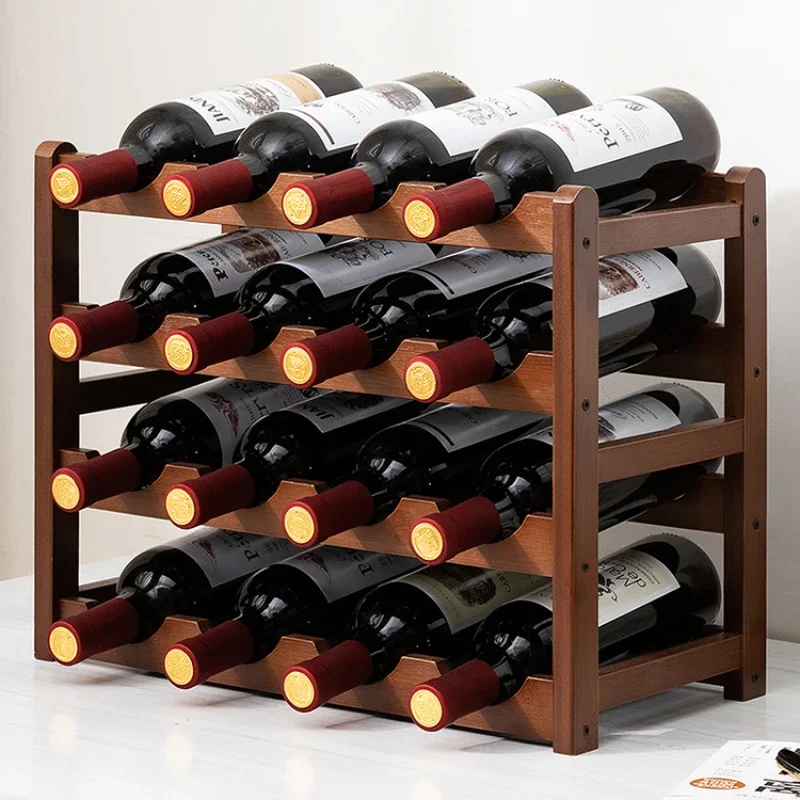 Home Bar And Cabinet - ผู้ถือบาร์และตู้ไวน์Rackไม้STACKABLE Storage Cubeโต๊ะสําหรับแชมเปญHome Decor # 055A