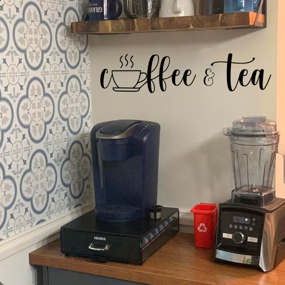 Home Bar And Kitchen - แก้วกาแฟและชาบาร์สติ๊กเกอร์ติดผนังหน้าต่าง Farmhouse ห้องครัวร้านอาหาร Family Love Wall