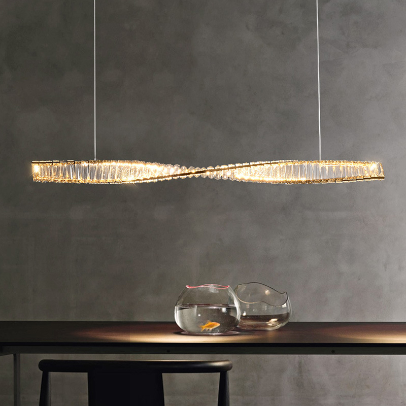 Home Bar Word - โคมไฟระย้าคริสตัล LED แถบยาวหรูหราสำหรับตกแต่งบ้านห้องรับประทานอาหารบาร์โคมไฟระย้าติดเพดานสำหรับทางเดินห้องนอน