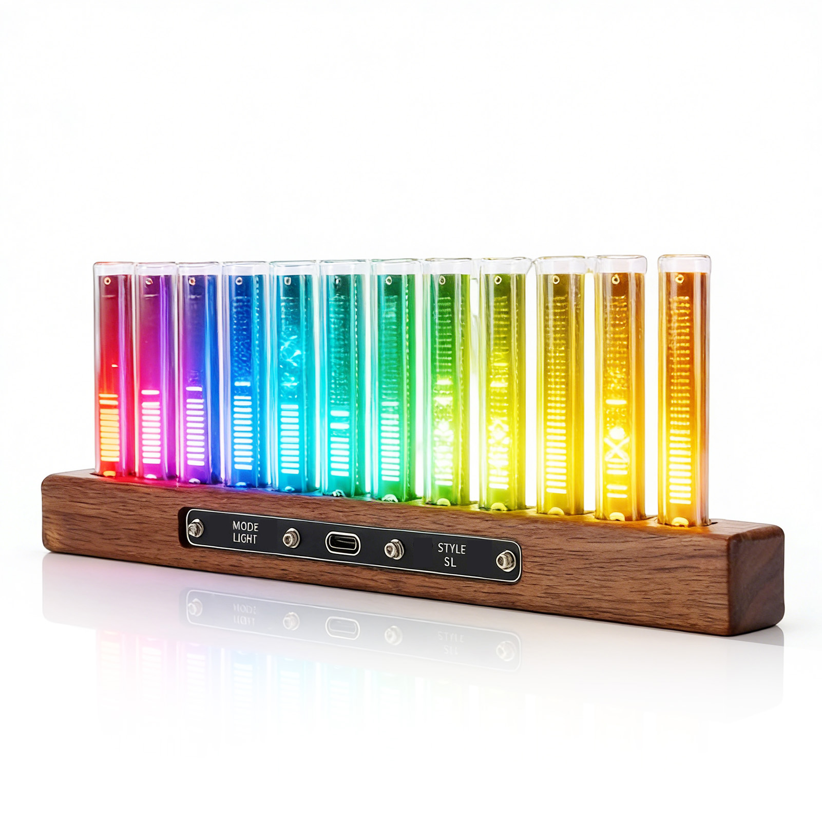 Home Bar Shelf - จอแสดงผลสเปกตรัมเพลง LED เครื่องวิเคราะห์เสียงในบ้าน แถบไฟจังหวะดนตรีความไวสูง พร้อมหลอดไฟ 12