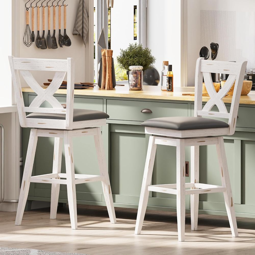 ชุดเก้าอี้บาร์หมุนได้ 2 ตัว สู - Home Bar Stools บทวิจารณ์และราคา