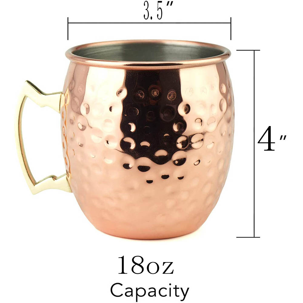 2Pcs 100% 18Oz Hammered ทองแดง - Mule Copper Mug บทวิจารณ์และราคา