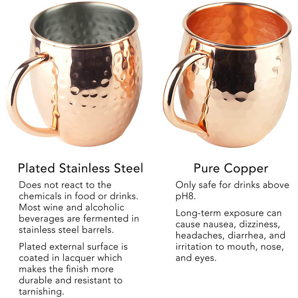 2Pcs 100% 18Oz Hammered ทองแดง - Mule Copper Mug บทวิจารณ์และราคา