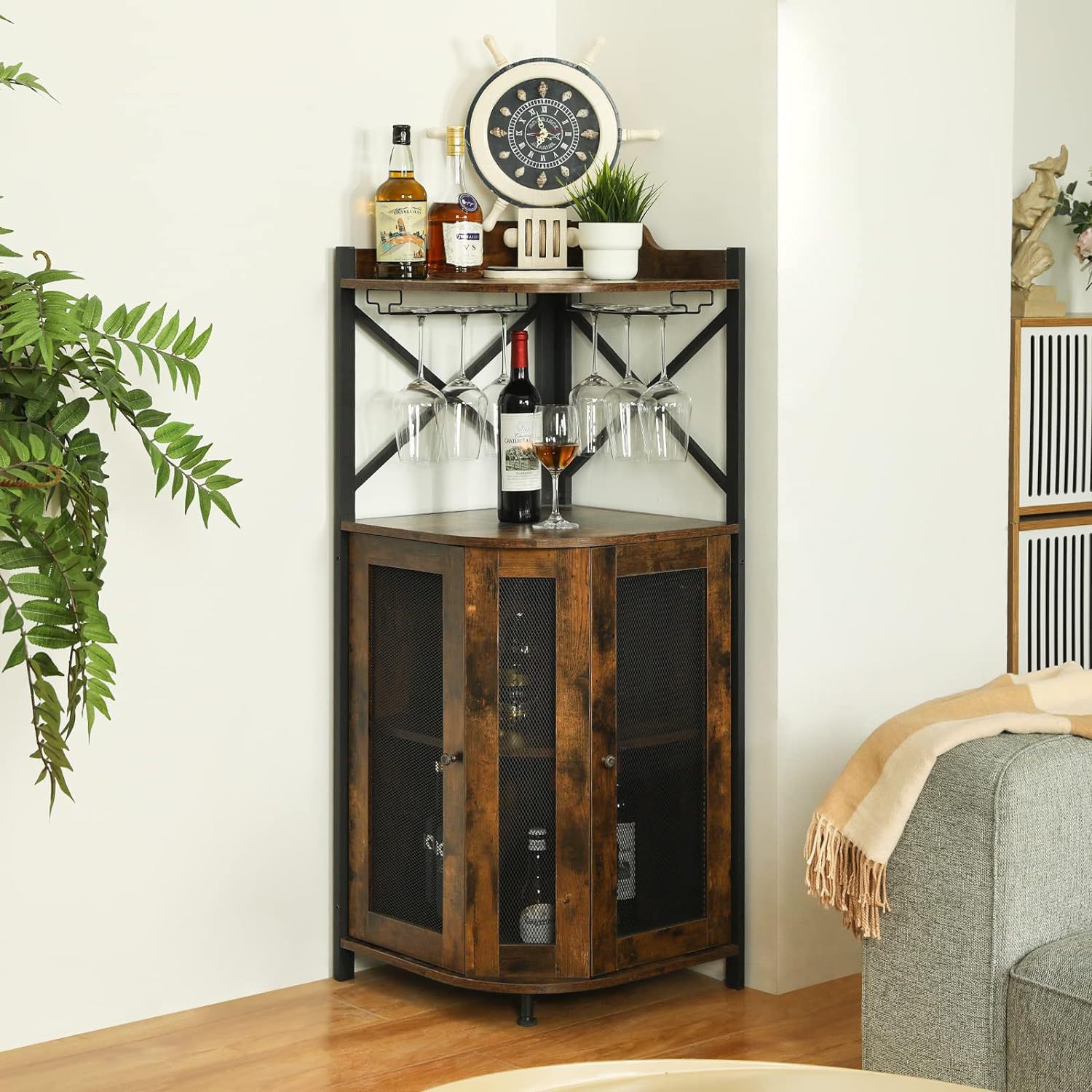ตู้บาร์เข้ามุมพร้อมที่วางแก้ว, - Home Bar And Cabinet บทวิจารณ์และราคา