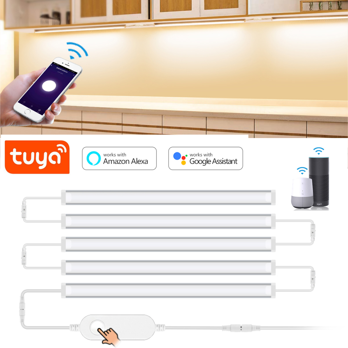 1-5ชิ้น Tuya ไฟ LED ใต้ไฟตู้อั - Home Bar And Cabinet บทวิจารณ์และราคา