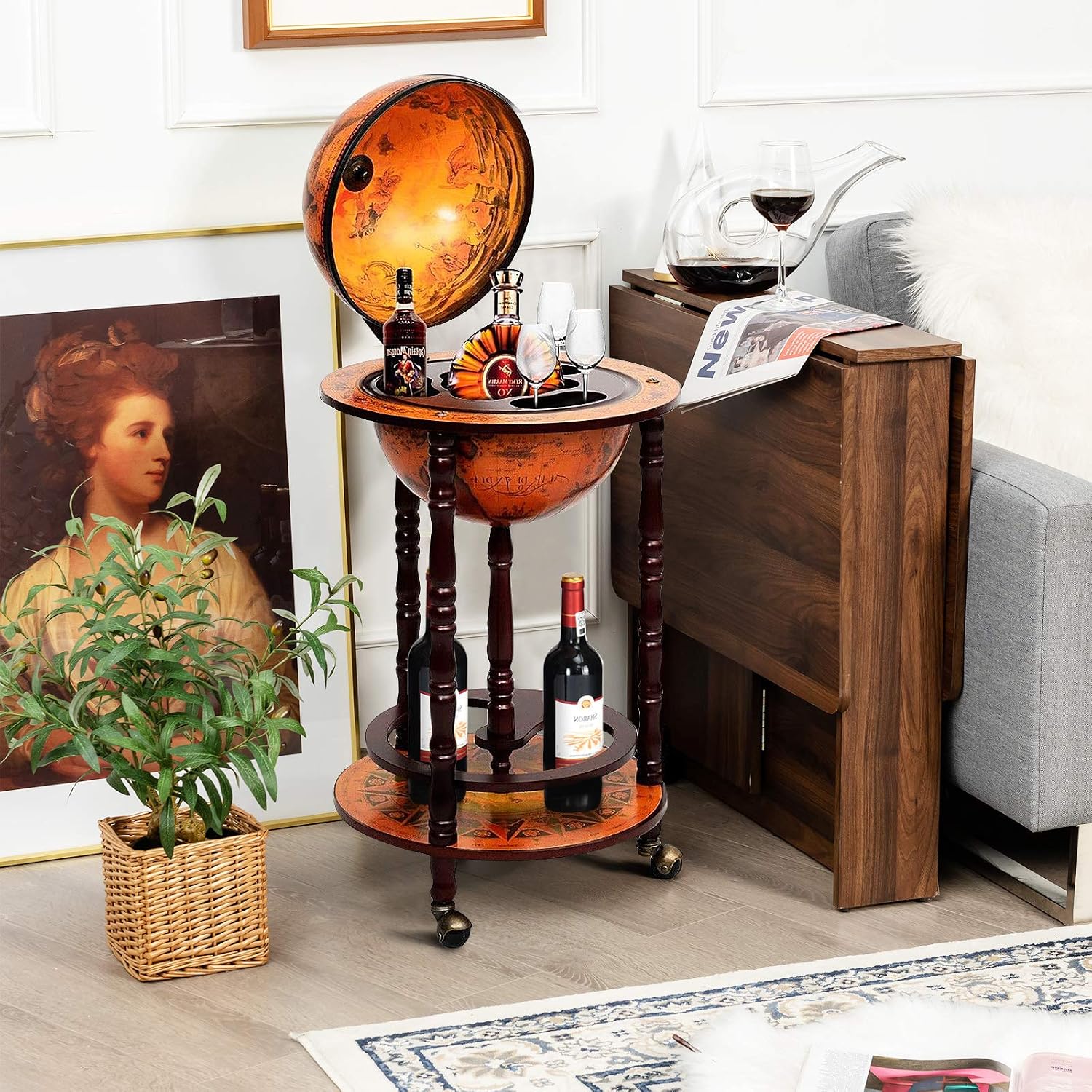 ตู้บาร์ทรงกลมพร้อมล้อเลื่อน ชั - Home Bar And Cabinet บทวิจารณ์และราคา