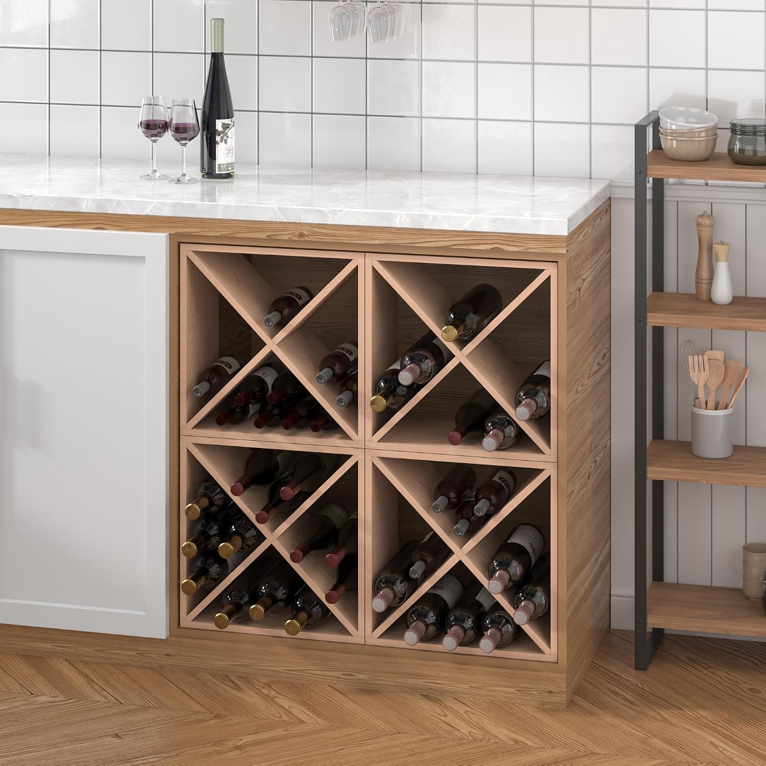 ชั้นวางไวน์ 96 ขวด แบบตั้งพื้น - Home Bar Shelf บทวิจารณ์และราคา