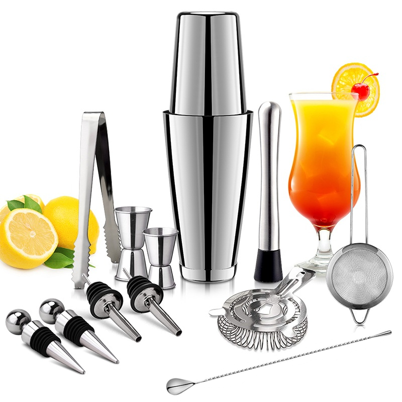 13ชิ้น/เซ็ตสแตนเลสสตีลค๊อกเทล  - Boston Shaker Set บทวิจารณ์และราคา