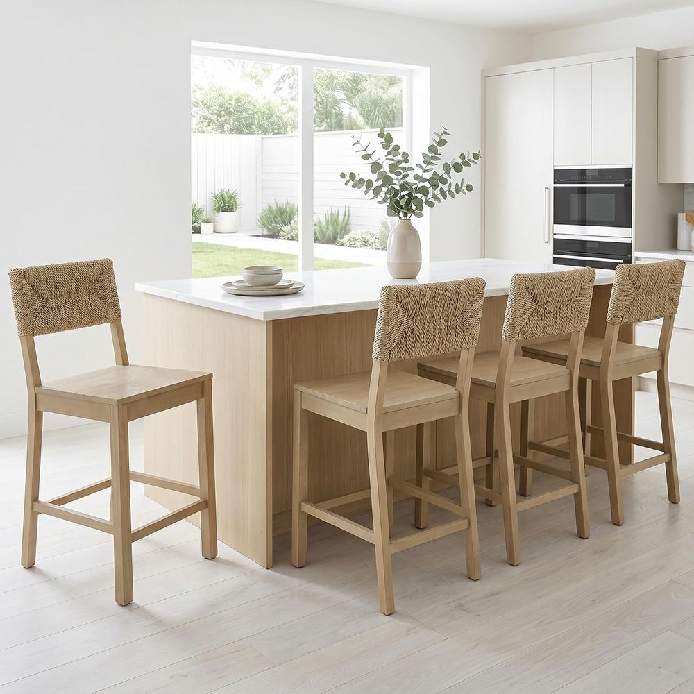 ชุดเก้าอี้บาร์พนักพิงหญ้าทะเลธ - Home Bar Stools บทวิจารณ์และราคา