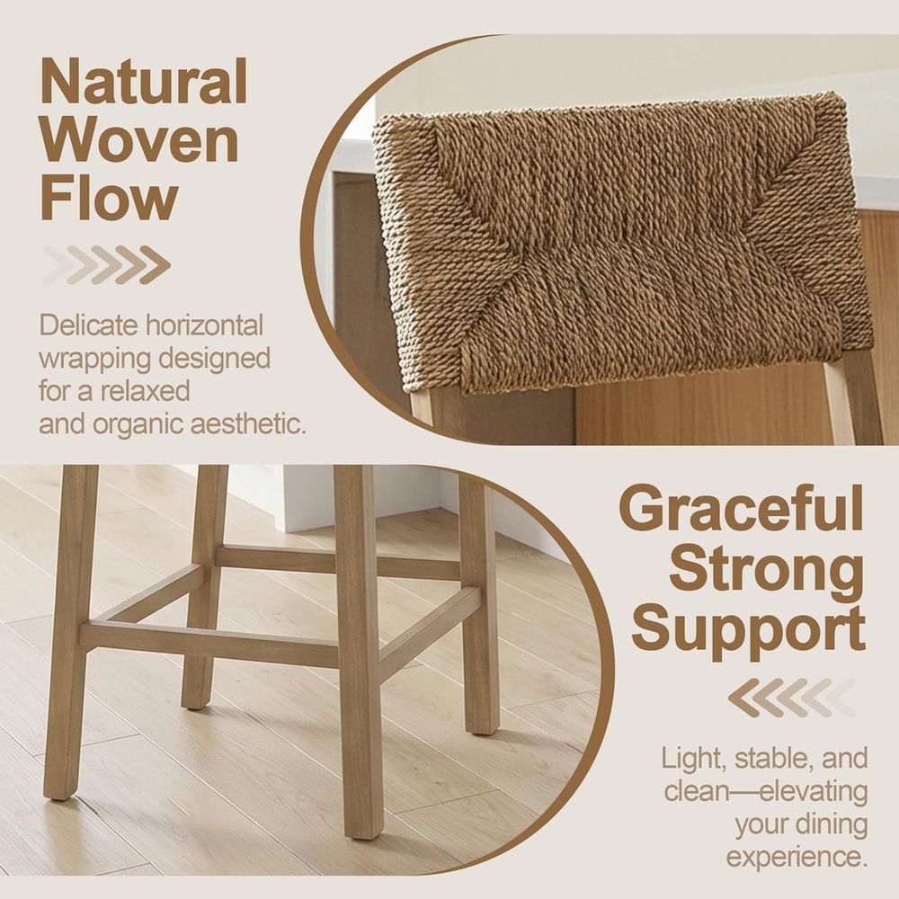 ชุดเก้าอี้บาร์พนักพิงหญ้าทะเลธ - Home Bar Stools บทวิจารณ์และราคา