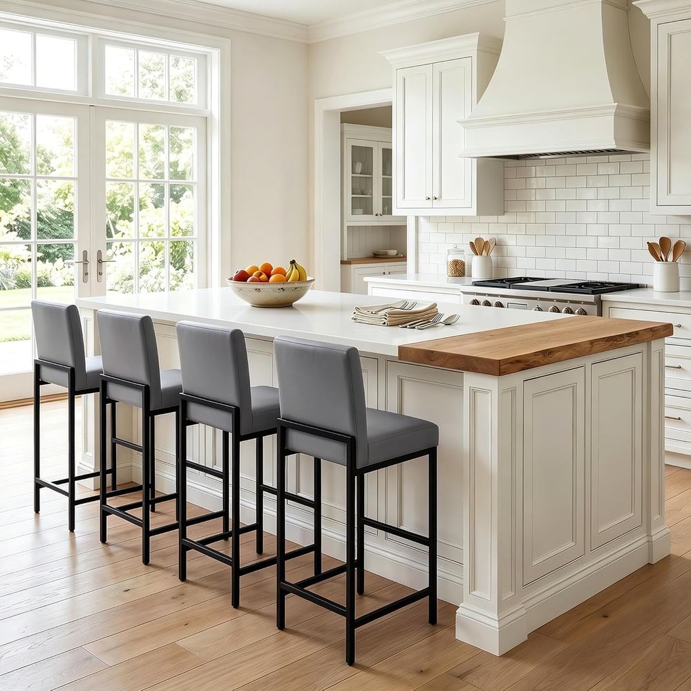 ชุดเก้าอี้บาร์หุ้มหนังเทียมสีเ - Home Bar Stools บทวิจารณ์และราคา