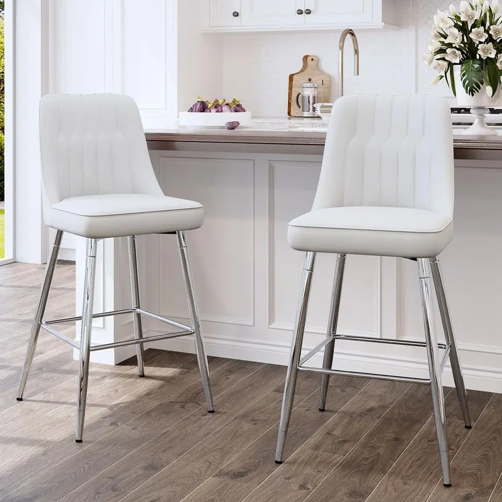 ชุดเก้าอี้บาร์สีขาวหุ้มเบาะ 2  - Home Bar Stools บทวิจารณ์และราคา